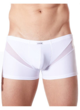 Boxer blanc sexy avec fine résille en V - LM805-67WHT